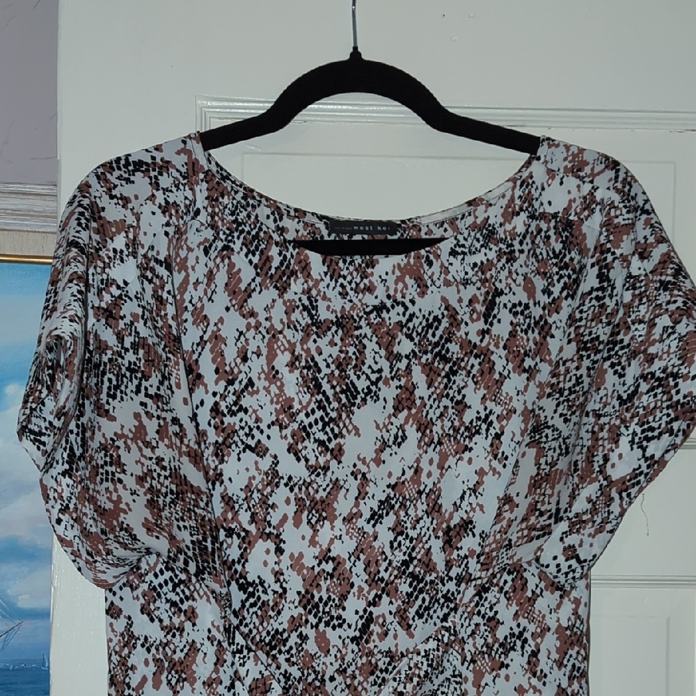 West Kei Abstract Brown and Black Blouse